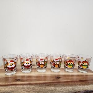 CERVE Made in Italy Christmas Owl Shot Glasses - Set of 6